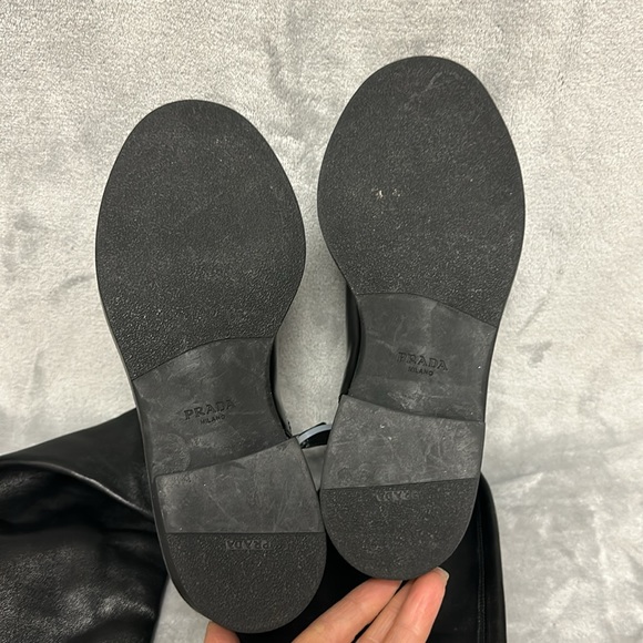 Prada Stretch Napa Moto Knee Boots Size 37 - Picture 9 of 10